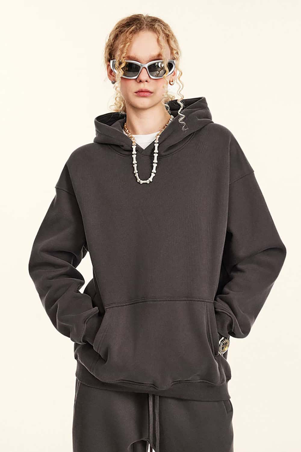 Solid Color Casual Loose Plus-Size Thick Hoodie with Fleece Lining