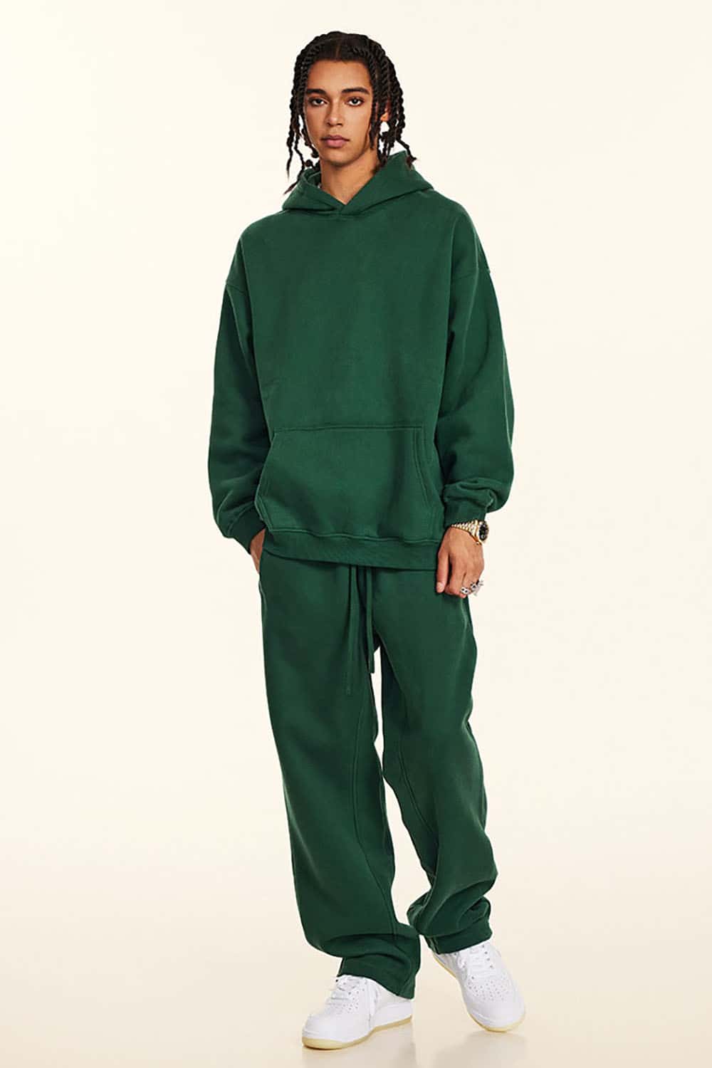 Solid Color Casual Loose Plus-Size Thick Hoodie with Fleece Lining