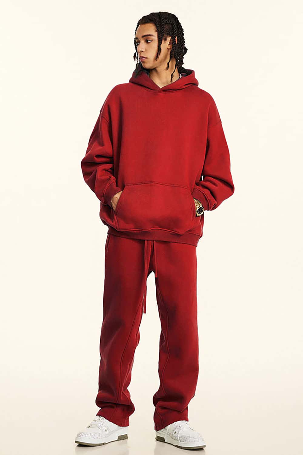 Solid Color Casual Loose Plus-Size Thick Hoodie with Fleece Lining