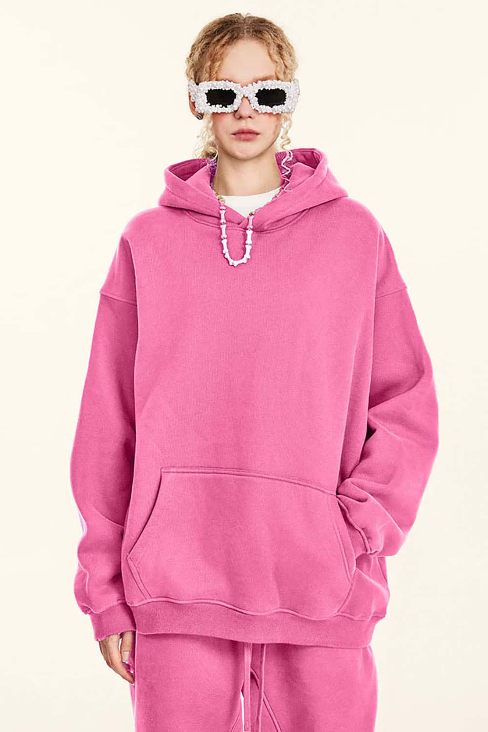 Solid Color Casual Loose Plus-Size Thick Hoodie with Fleece Lining