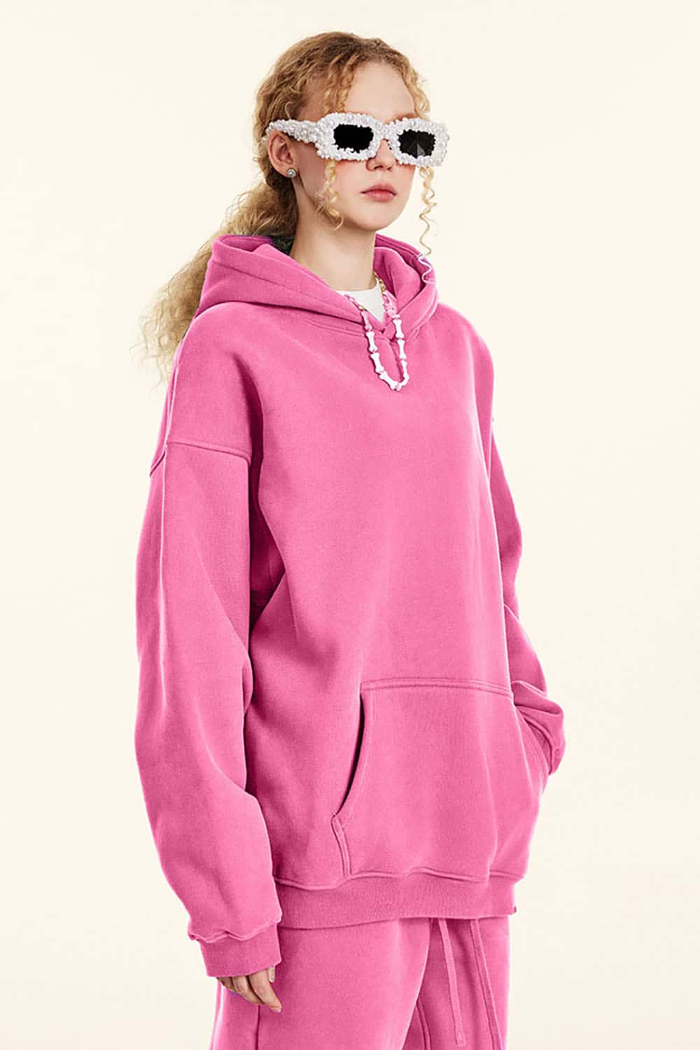 Solid Color Casual Loose Plus-Size Thick Hoodie with Fleece Lining