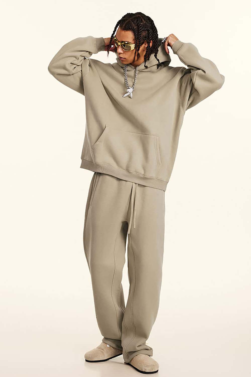 Solid Color Casual Loose Plus-Size Thick Hoodie with Fleece Lining