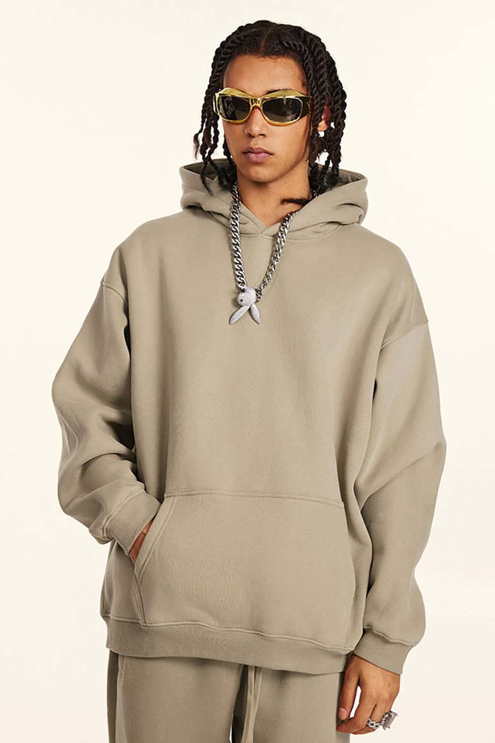 Solid Color Casual Loose Plus-Size Thick Hoodie with Fleece Lining