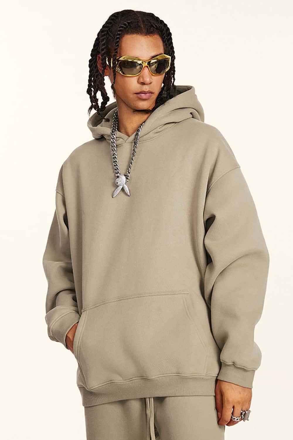 Solid Color Casual Loose Plus-Size Thick Hoodie with Fleece Lining
