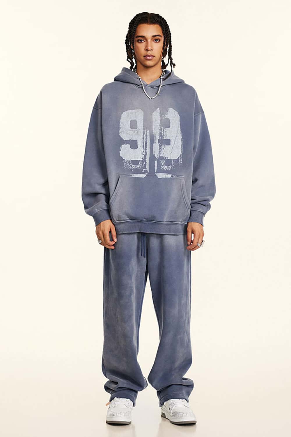 Vintage Wash Graffiti Paint Print Fleece Hoodie