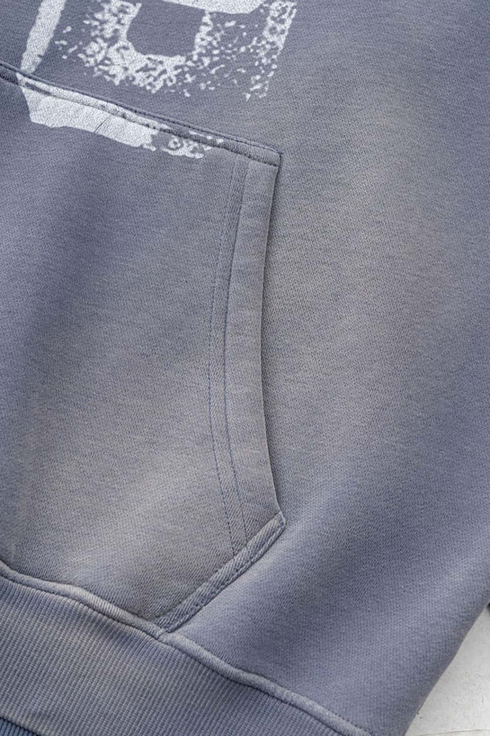 Vintage Wash Graffiti Paint Print Fleece Hoodie