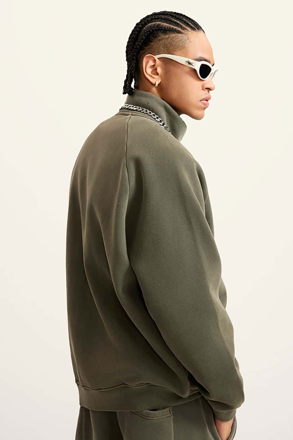 Heavyweight 350g Vintage Wash Drop Shoulder Zip-Up Fleece Jacket