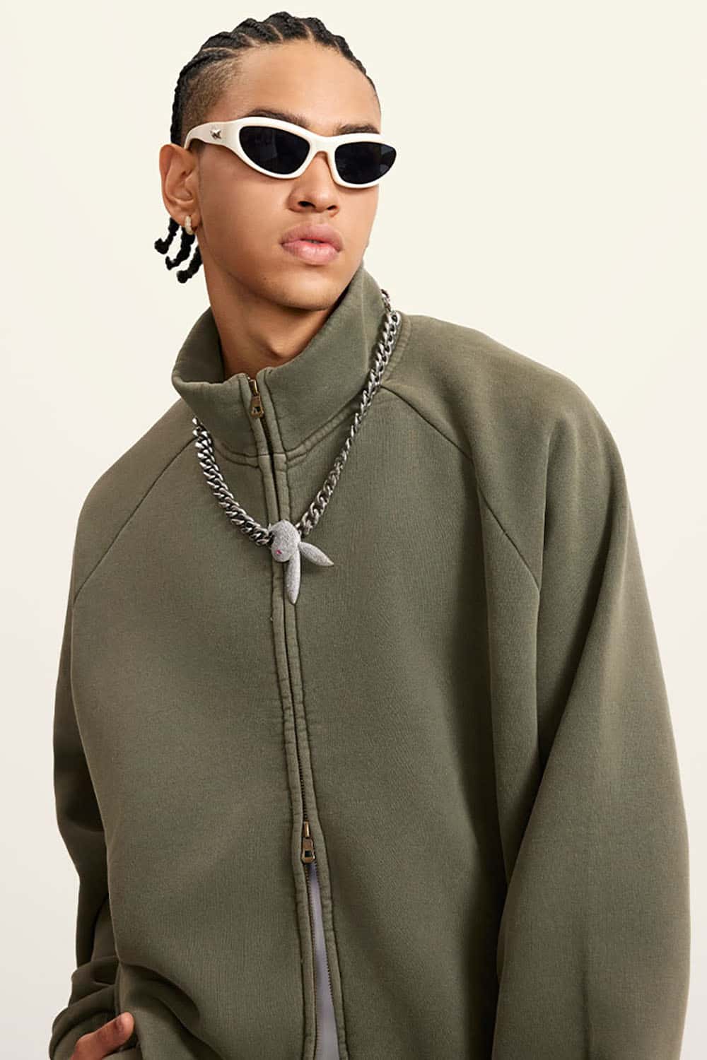 Heavyweight 350g Vintage Wash Drop Shoulder Zip-Up Fleece Jacket