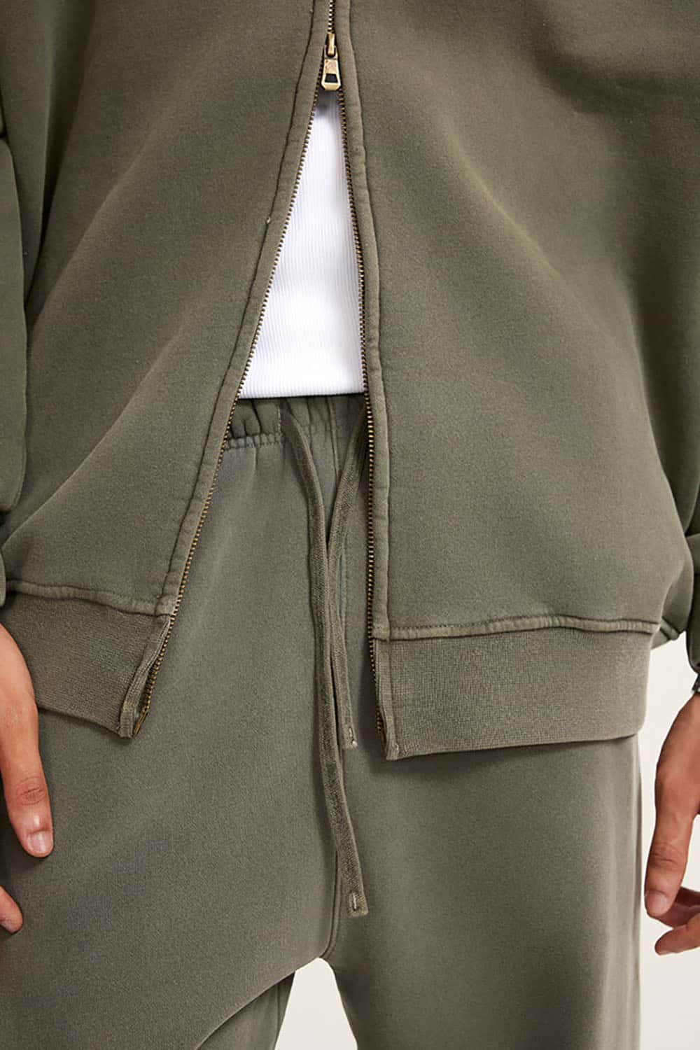 Heavyweight 350g Vintage Wash Drop Shoulder Zip-Up Fleece Jacket