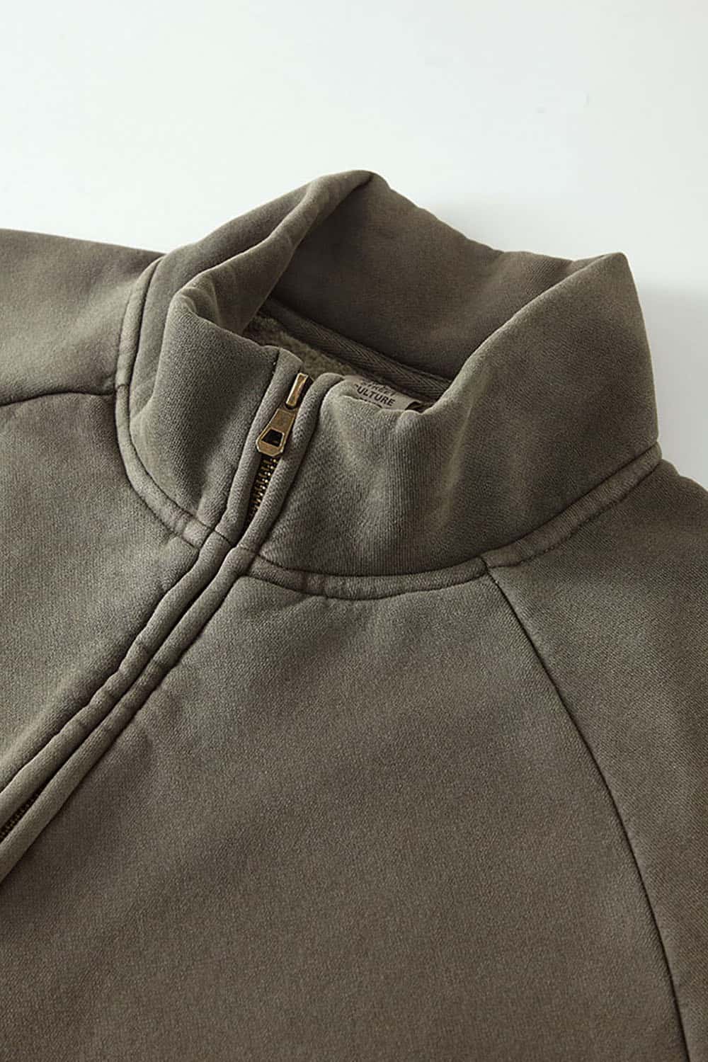 Heavyweight 350g Vintage Wash Drop Shoulder Zip-Up Fleece Jacket