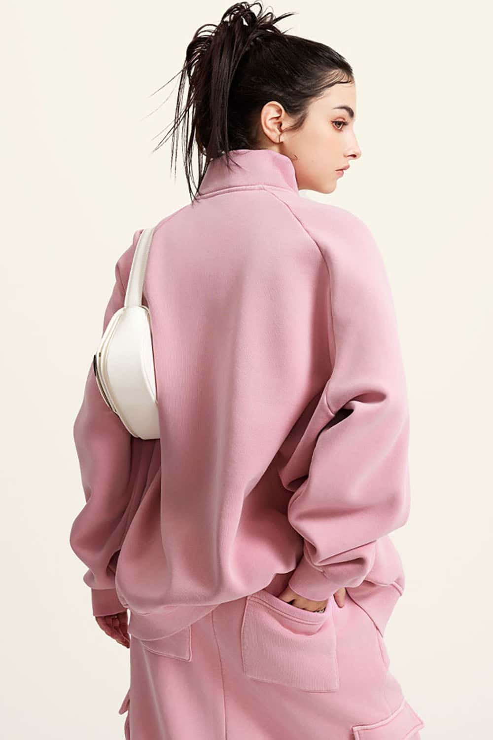 Heavyweight 350g Vintage Wash Drop Shoulder Zip-Up Fleece Jacket