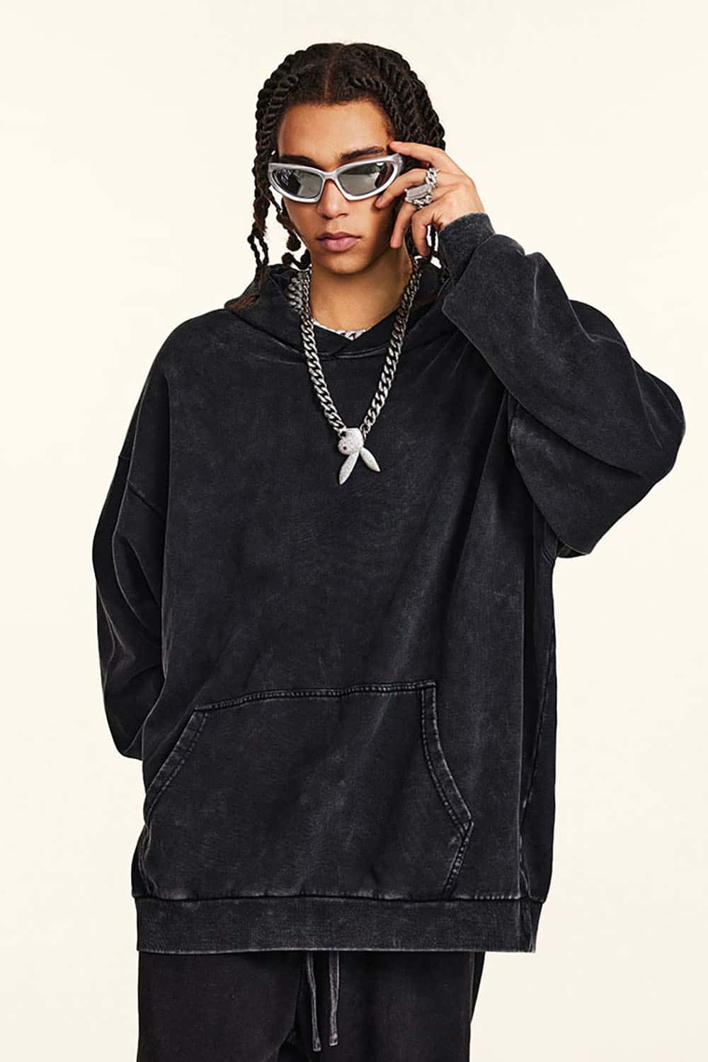 Vintage Loose-Fit Washed Knit Hoodie