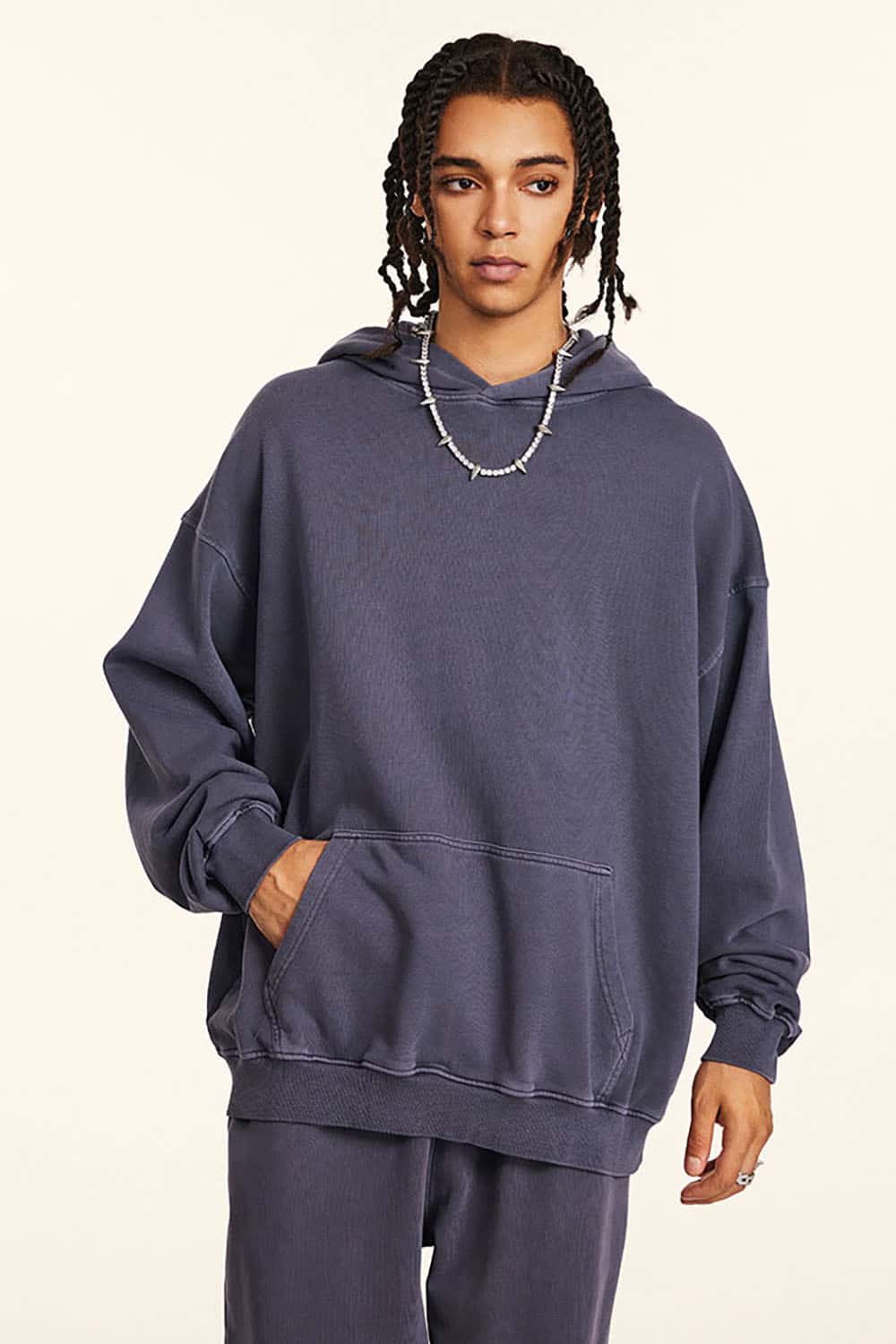 Vintage Loose-Fit Washed Knit Hoodie
