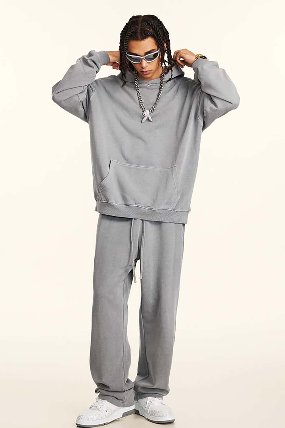 Vintage Loose-Fit Washed Knit Hoodie