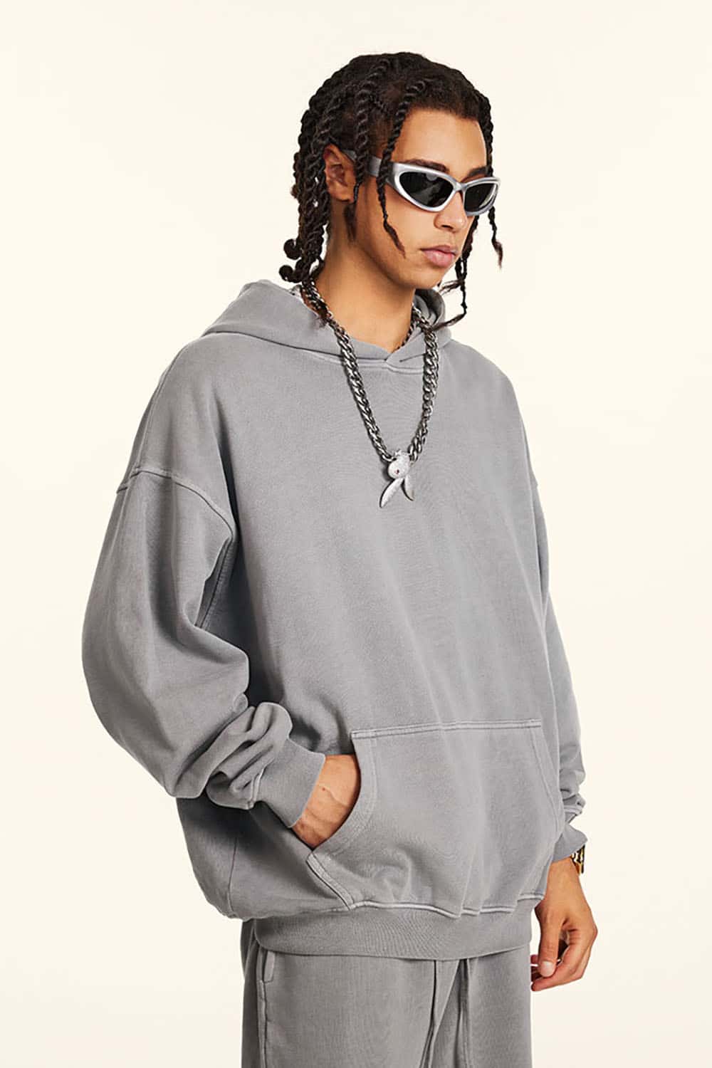 Vintage Loose-Fit Washed Knit Hoodie