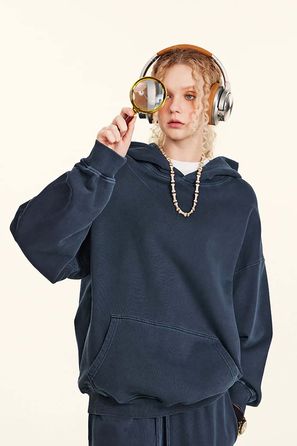 Vintage Loose-Fit Washed Knit Hoodie