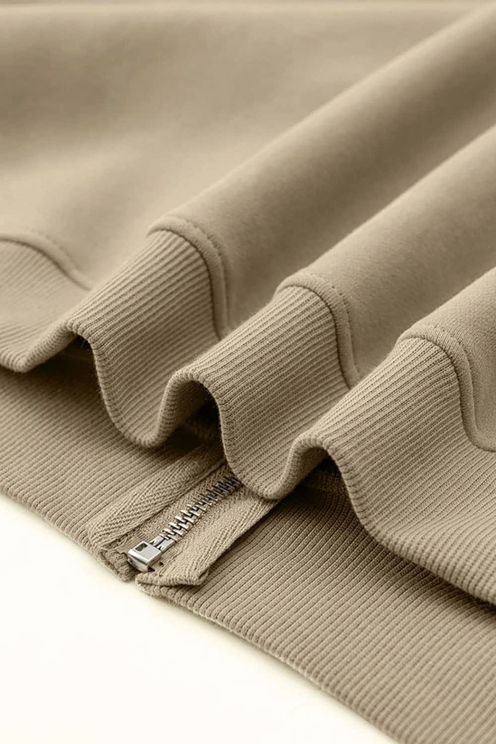 Solid Color Loose Fleece Hooded Zip-Up Knit Cardigan