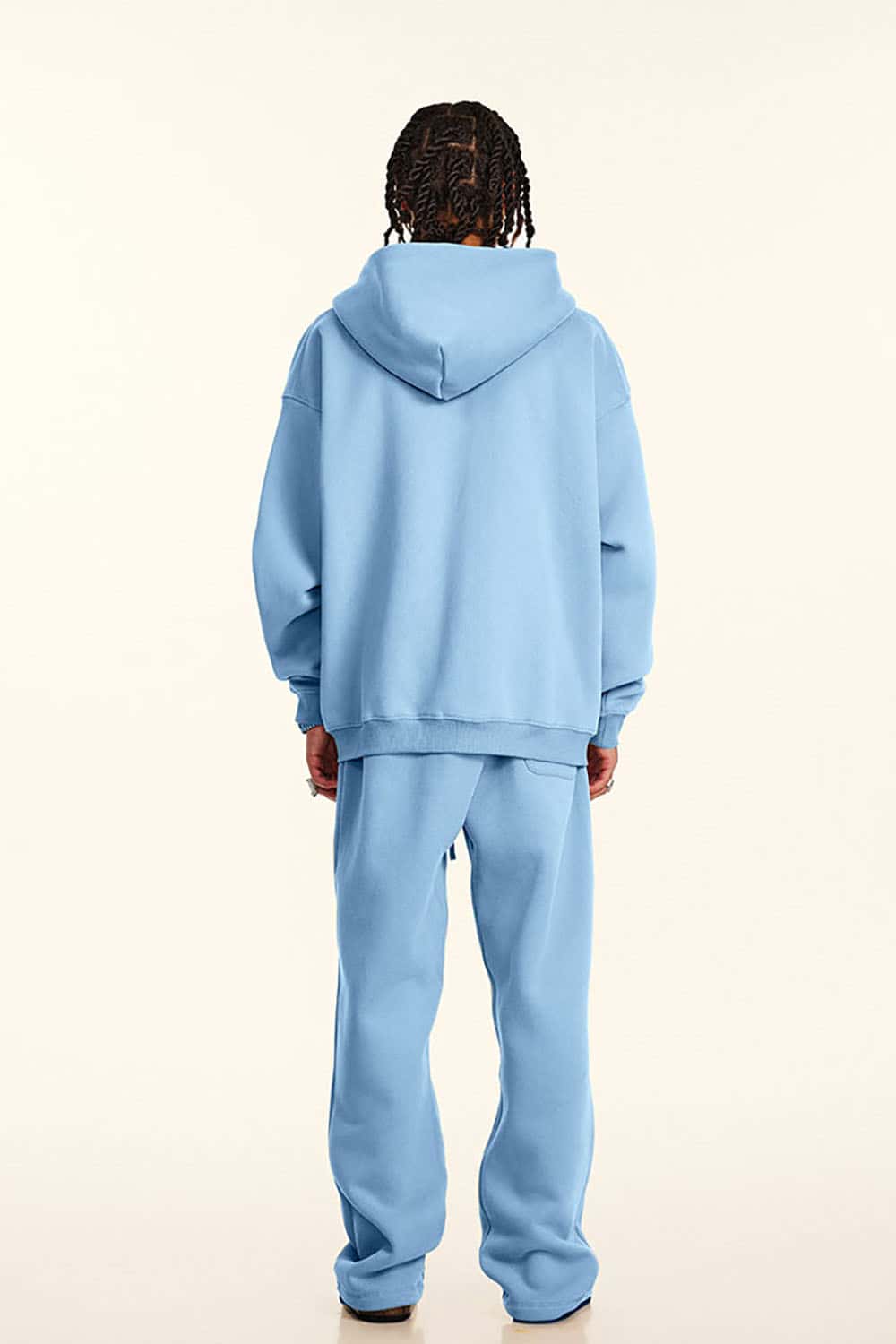 Solid Color Loose Fleece Hooded Zip-Up Knit Cardigan