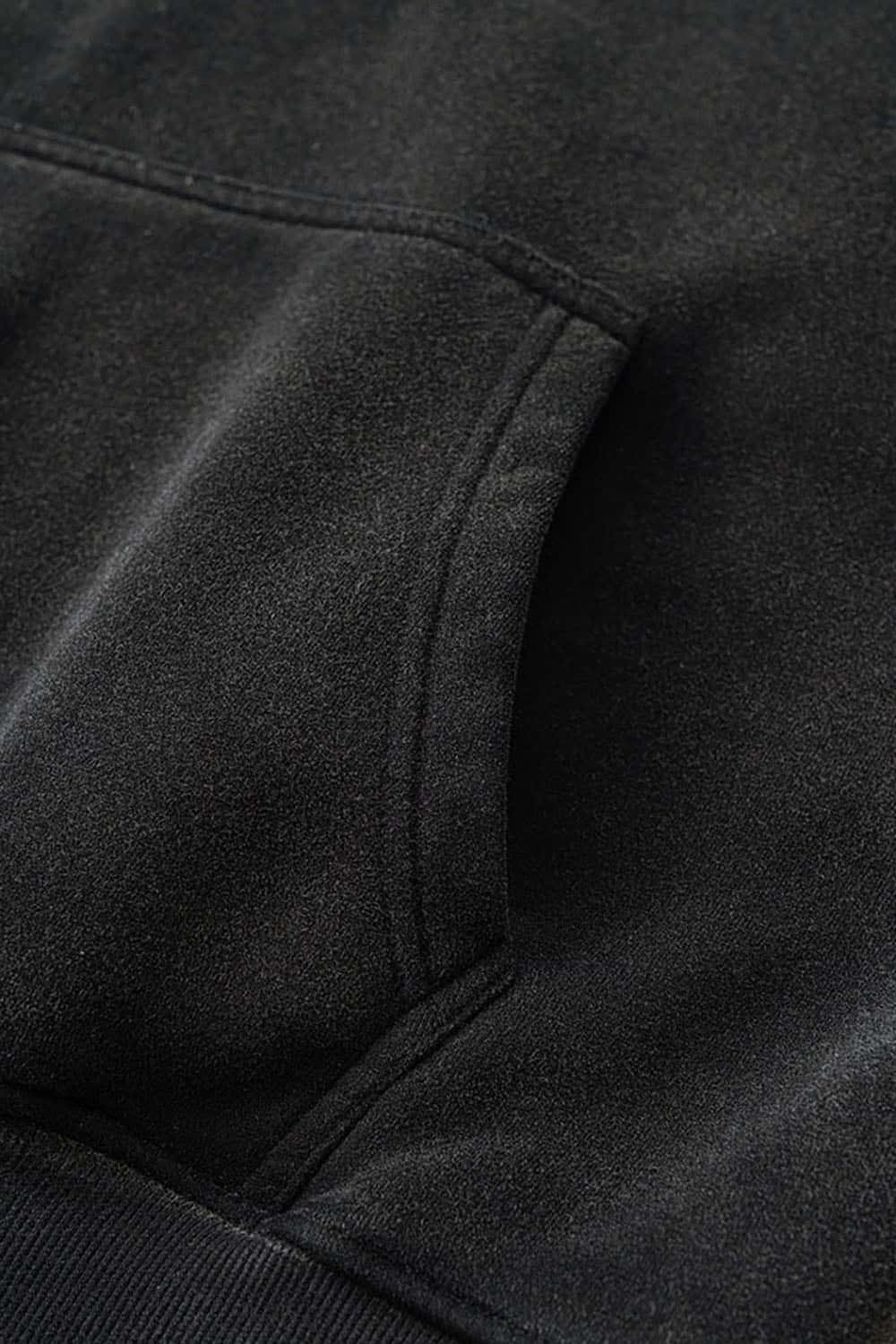 Streetwear Retro Washed Thick Fleece Solid Color Hoodie