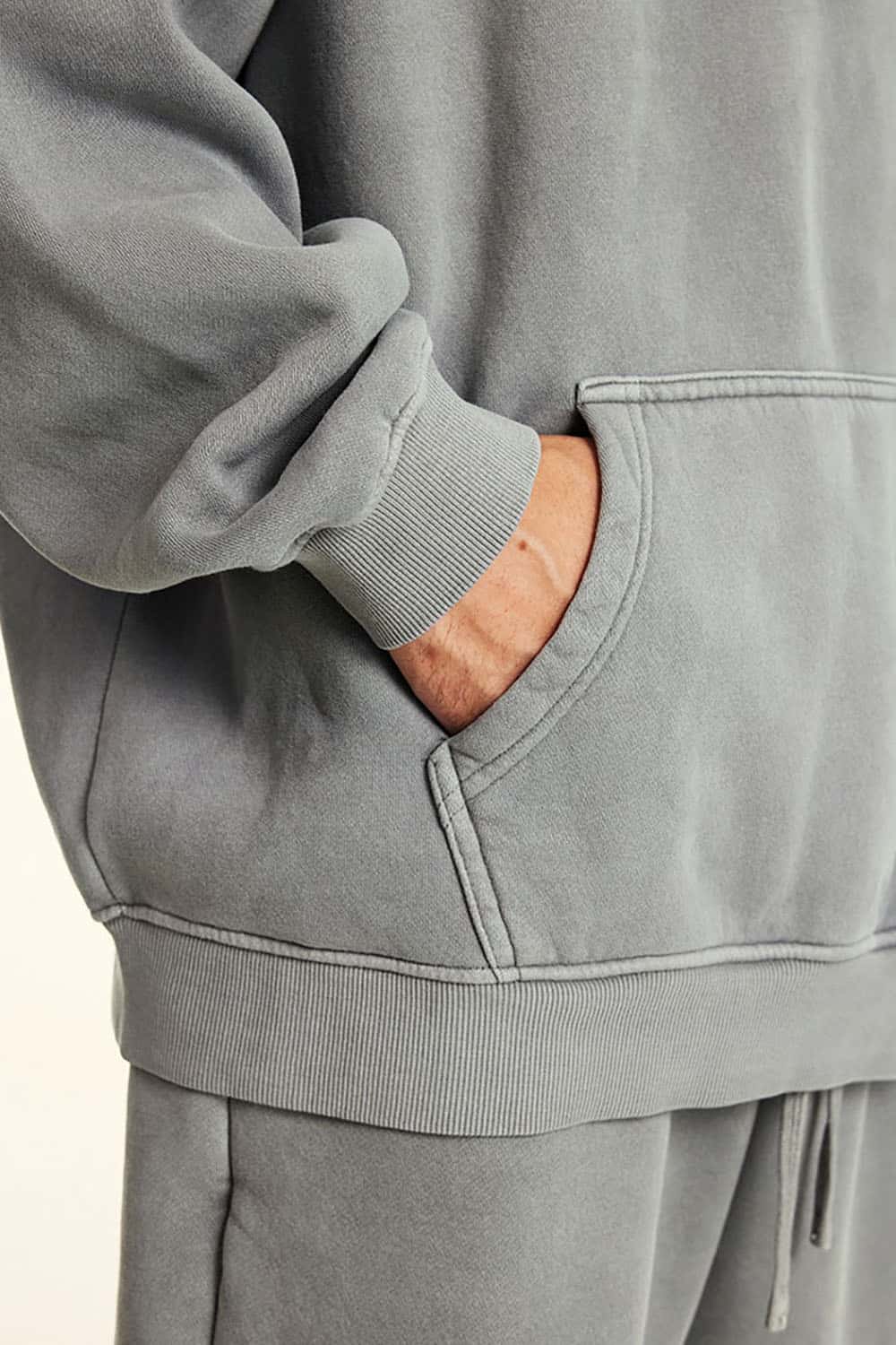 Streetwear Retro Washed Thick Fleece Solid Color Hoodie