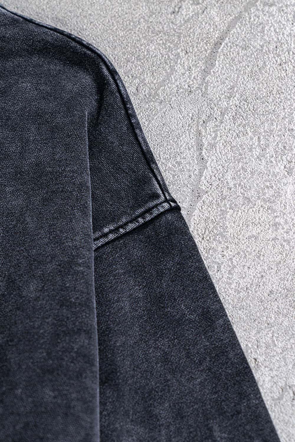 Distressed Wash Knit Solid Color Loose Long Sleeve Sweatshirt
