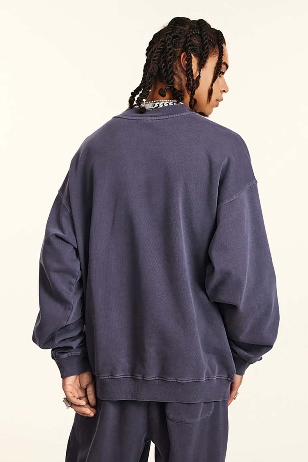 Distressed Wash Knit Solid Color Loose Long Sleeve Sweatshirt