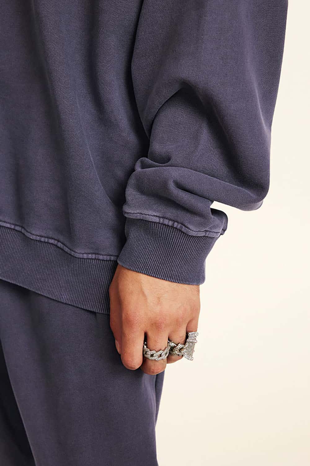 Distressed Wash Knit Solid Color Loose Long Sleeve Sweatshirt