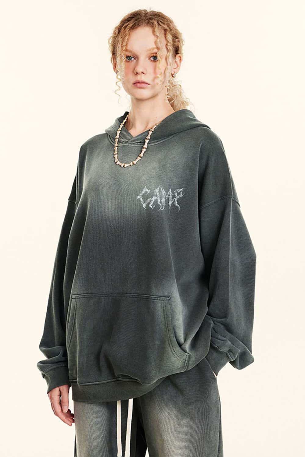 Vintage Gray Relaxed Fit Washed Hoodie