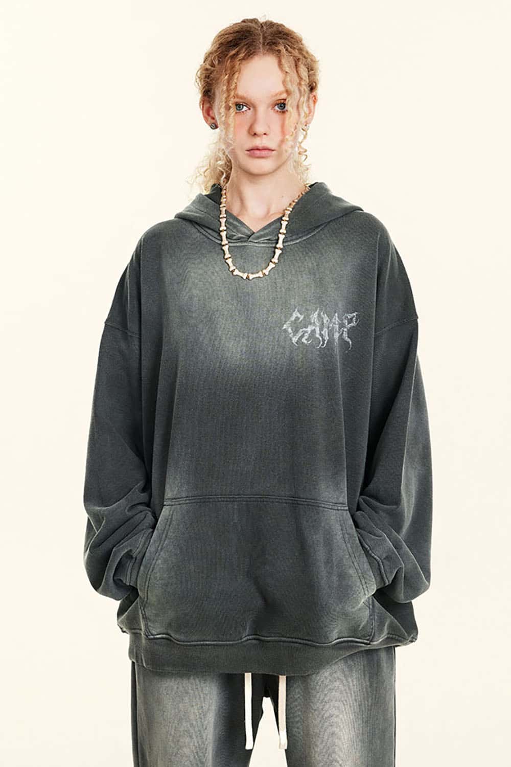 Vintage Gray Relaxed Fit Washed Hoodie