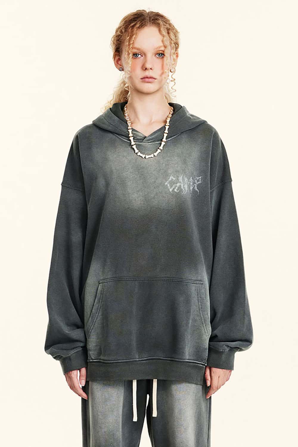 Vintage Gray Relaxed Fit Washed Hoodie