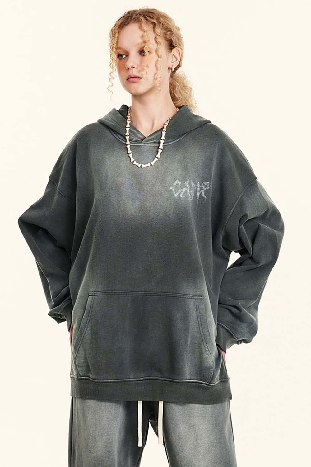 Vintage Gray Relaxed Fit Washed Hoodie