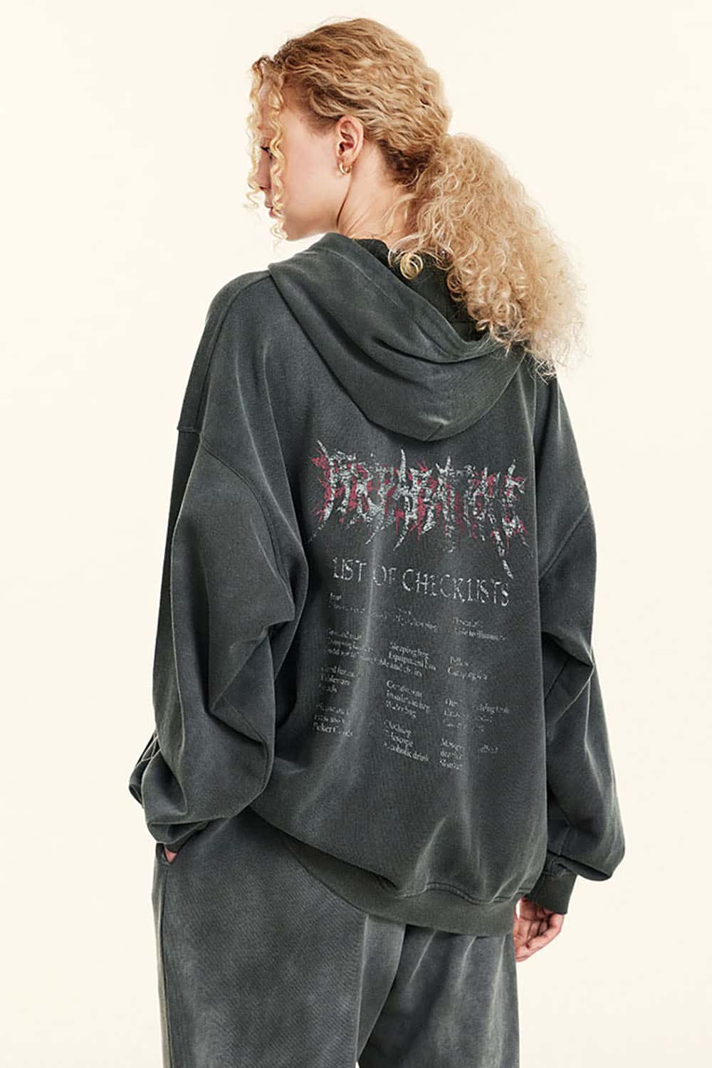 Vintage Gray Relaxed Fit Washed Hoodie