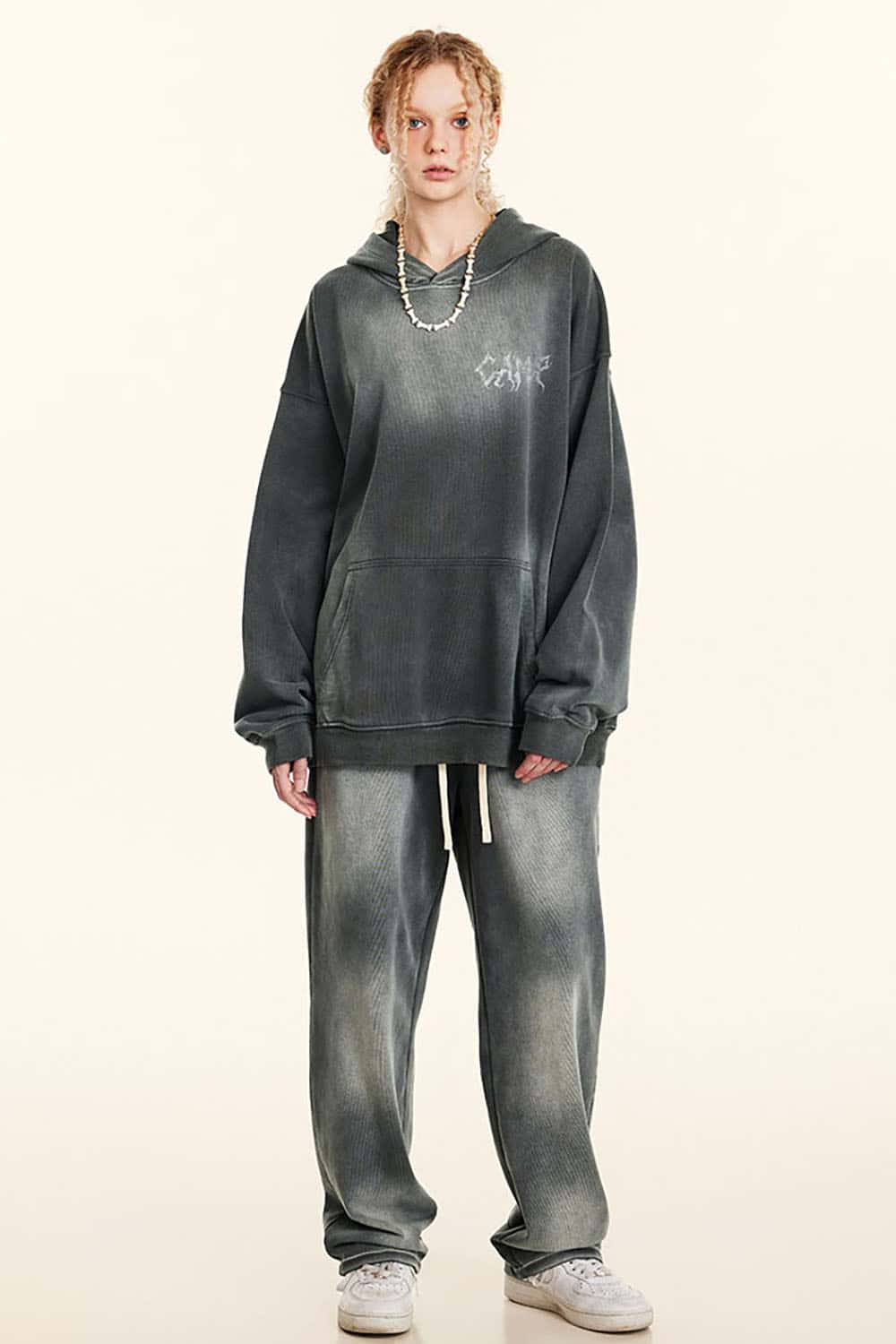 Vintage Gray Relaxed Fit Washed Hoodie