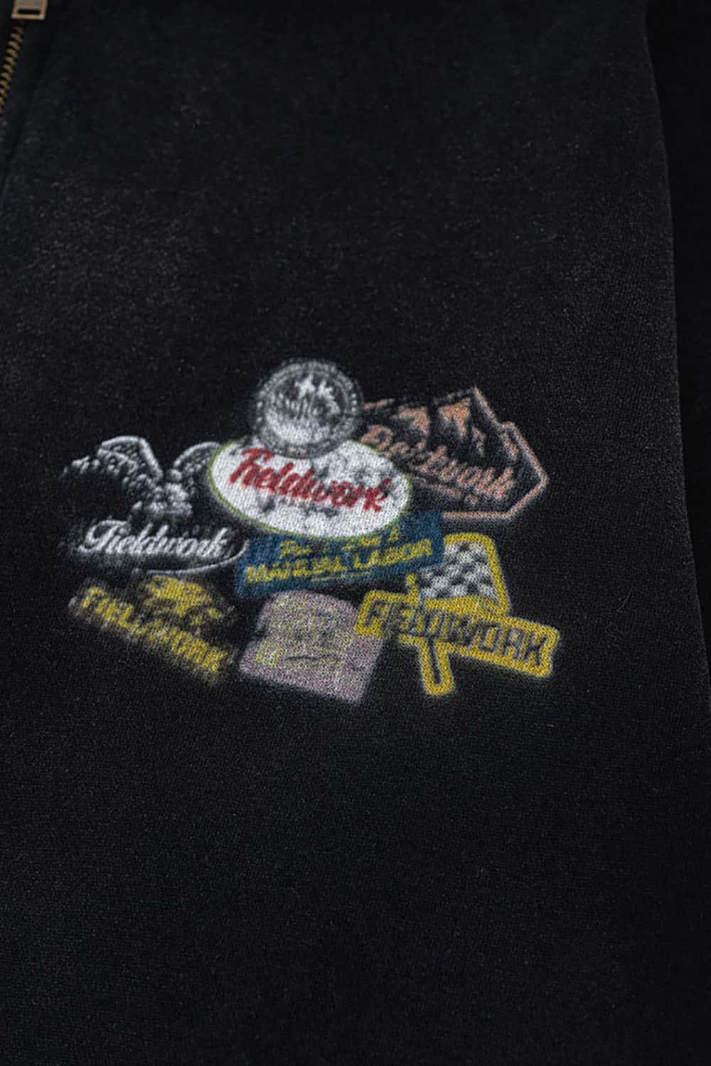 Heavyweight Fleece-Lined Zip-Up Hoodie Jacket with Embroidered Patches