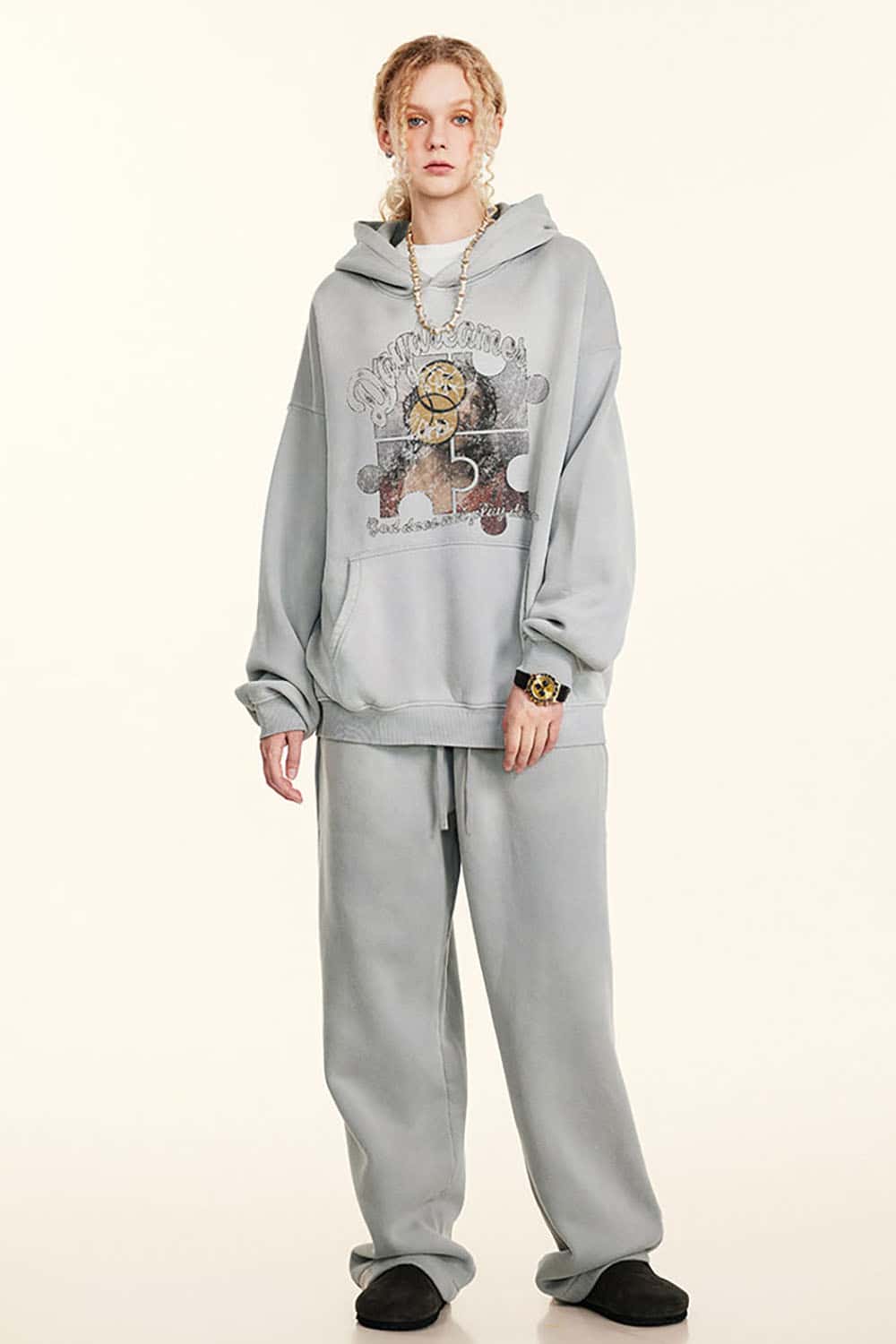 Vintage Heavyweight Hoodie with Abstract Print