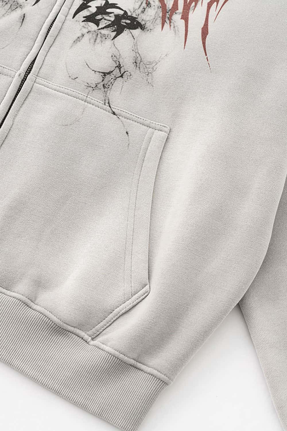 Gothic Style Zip-Up Hoodie Oversize Cardigan Jacket