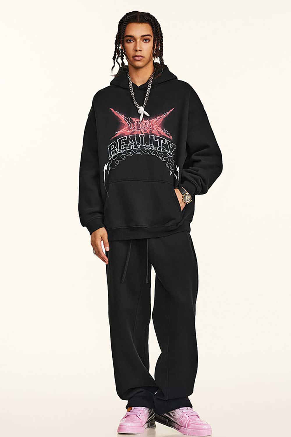 Oversized Color-Gradient Graphic Hoodie