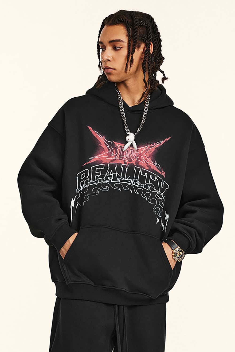 Oversized Color-Gradient Graphic Hoodie