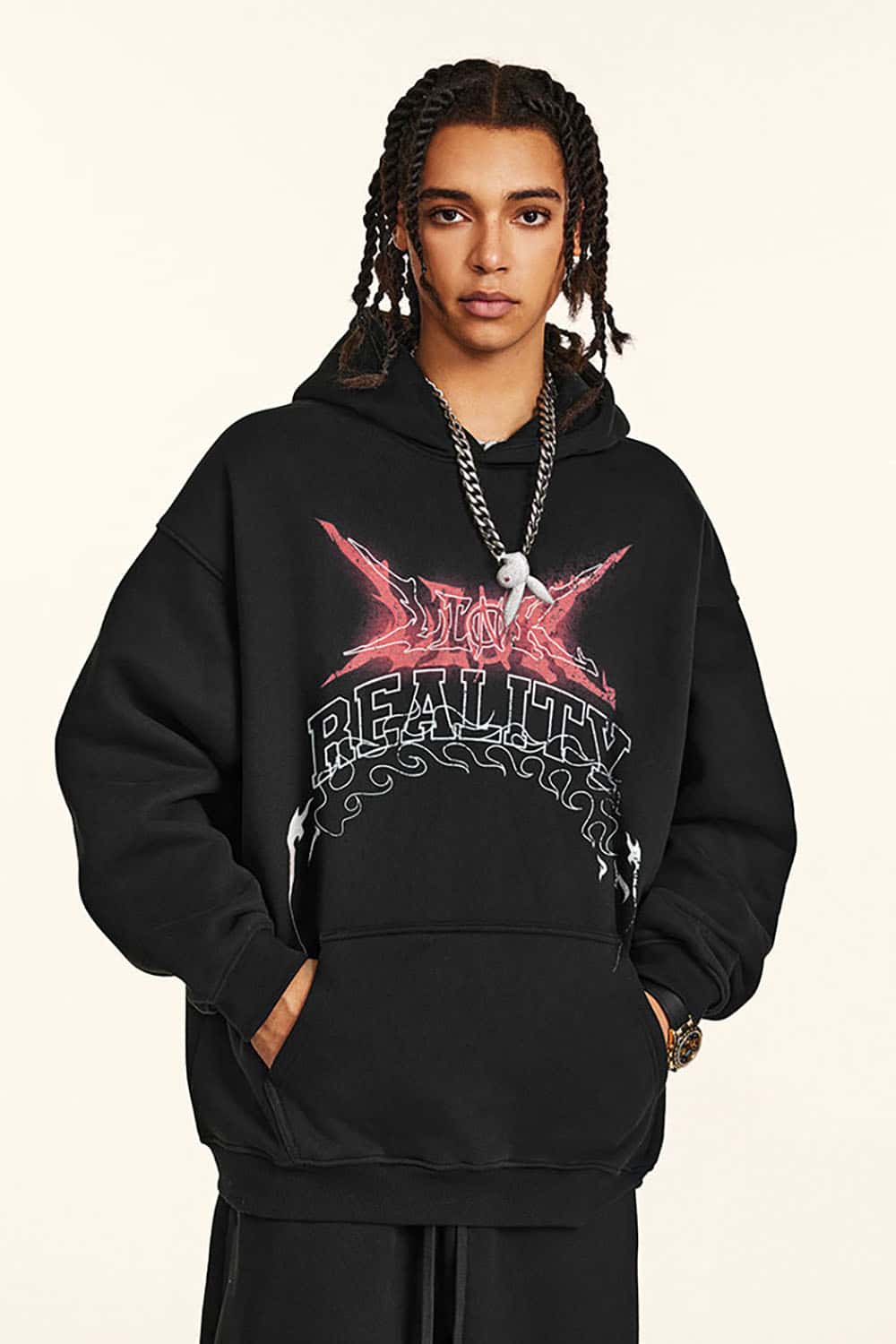 Oversized Color-Gradient Graphic Hoodie