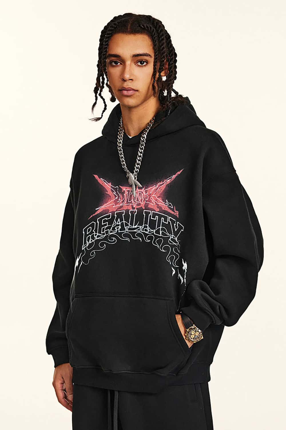 Oversized Color-Gradient Graphic Hoodie