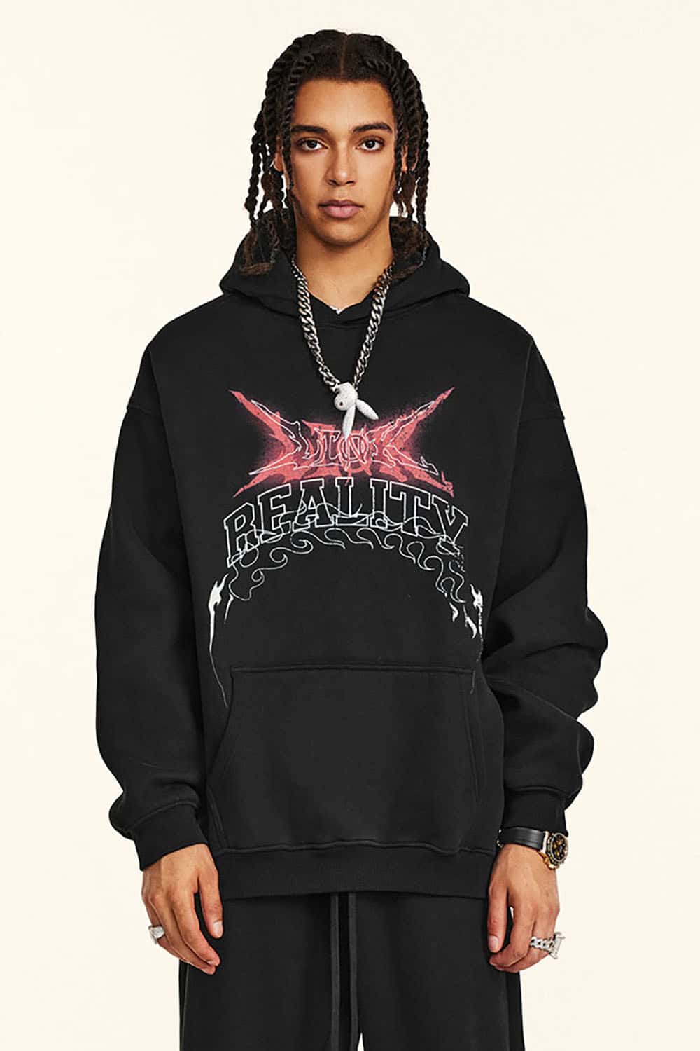 Oversized Color-Gradient Graphic Hoodie