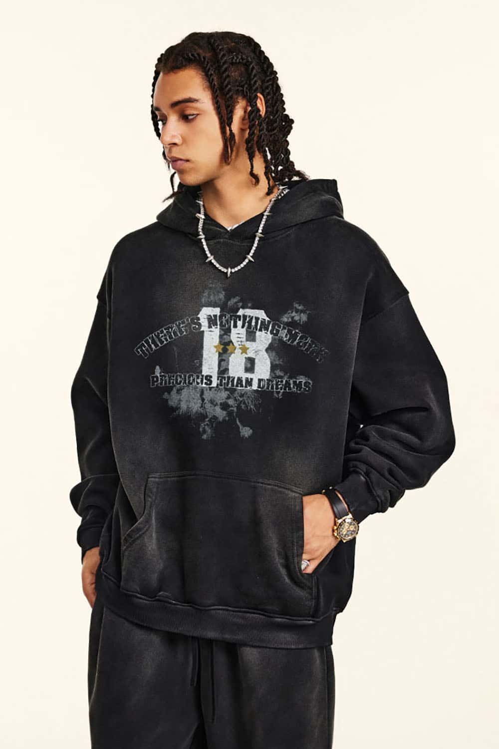High Street Letter-Print Sports Hoodie