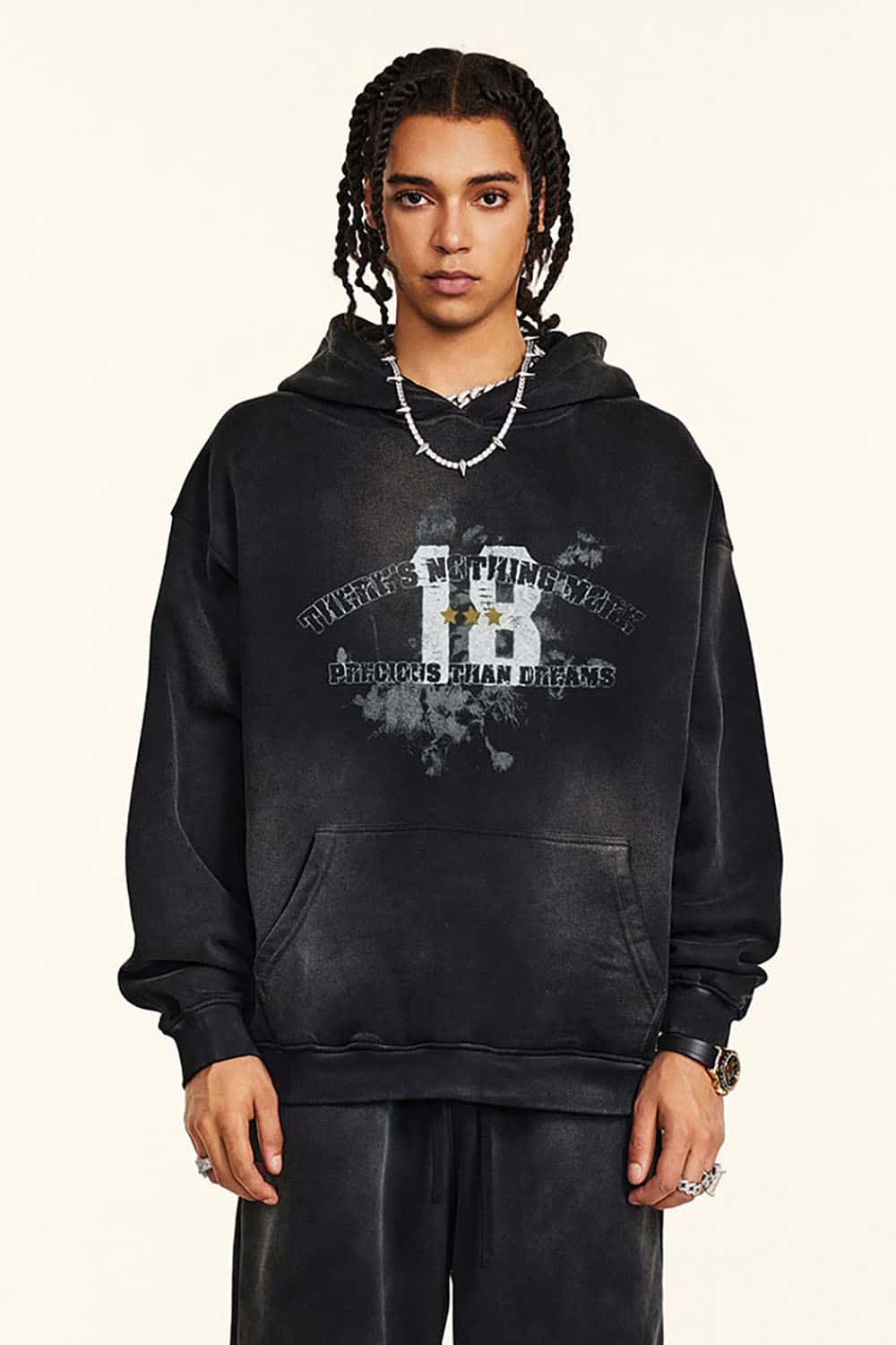 High Street Letter-Print Sports Hoodie