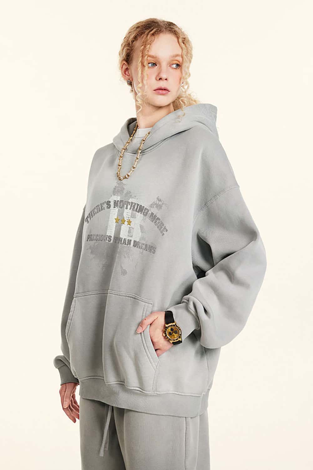 High Street Letter-Print Sports Hoodie