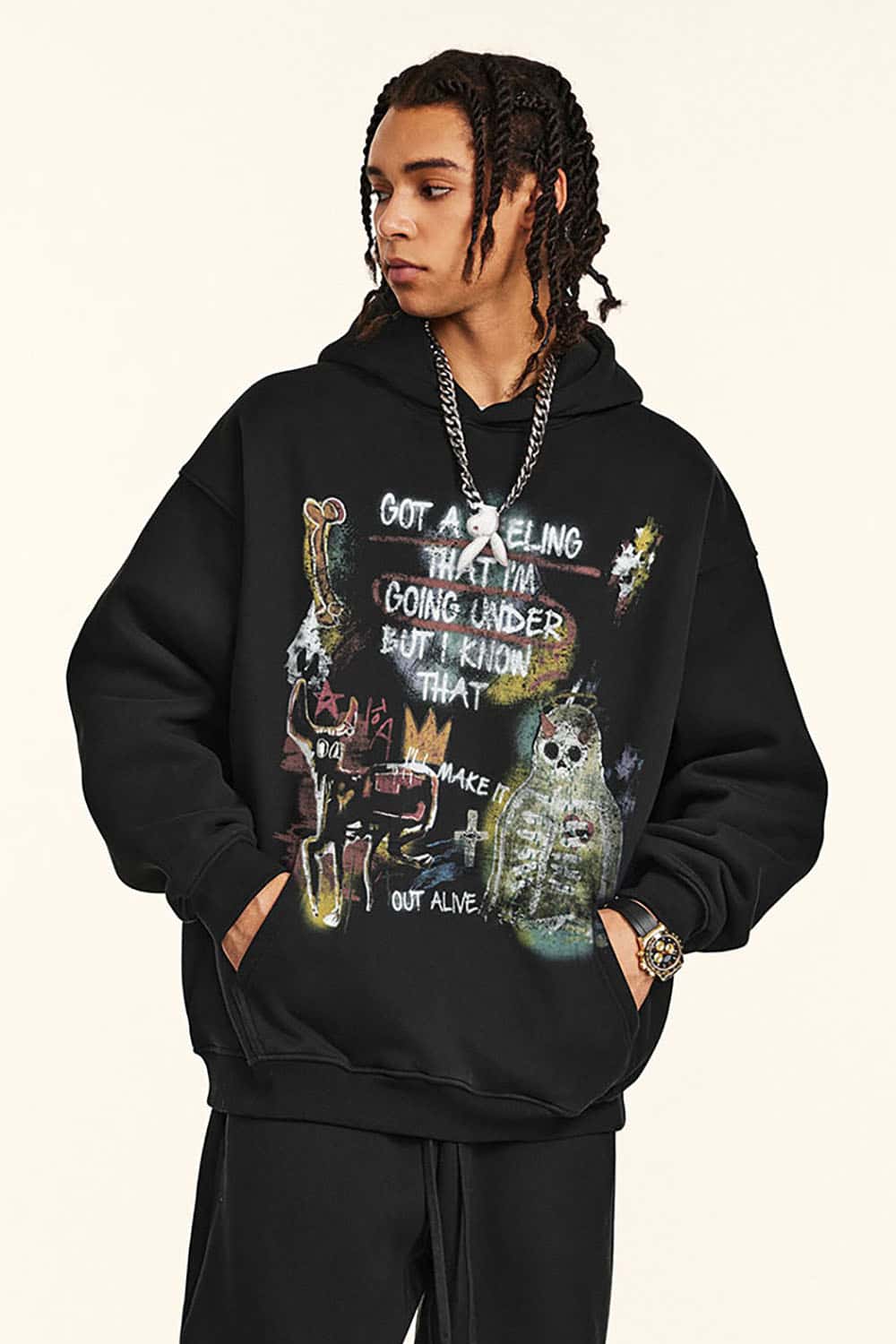 High Street Halloween Graffiti Heavyweight Hooded Sweatshirt