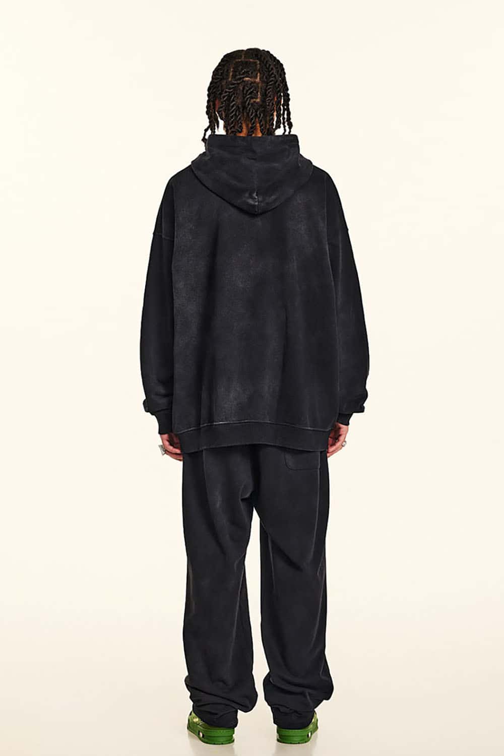 Vintage Washed Print Cross Graphic Oversized Hoodie