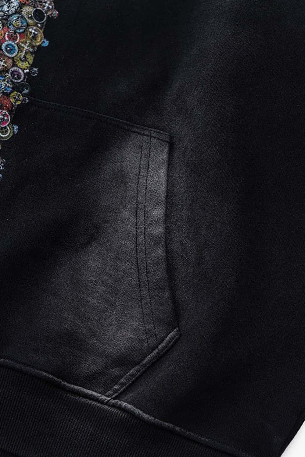 Vintage Washed Print Cross Graphic Oversized Hoodie