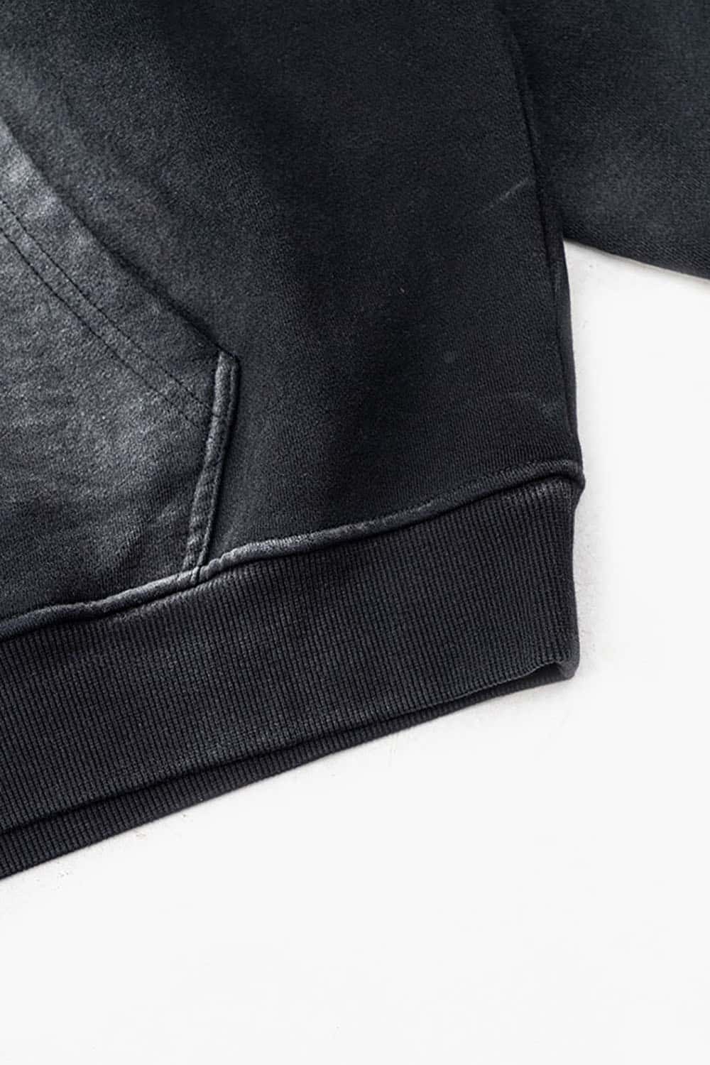 Vintage Washed Print Cross Graphic Oversized Hoodie