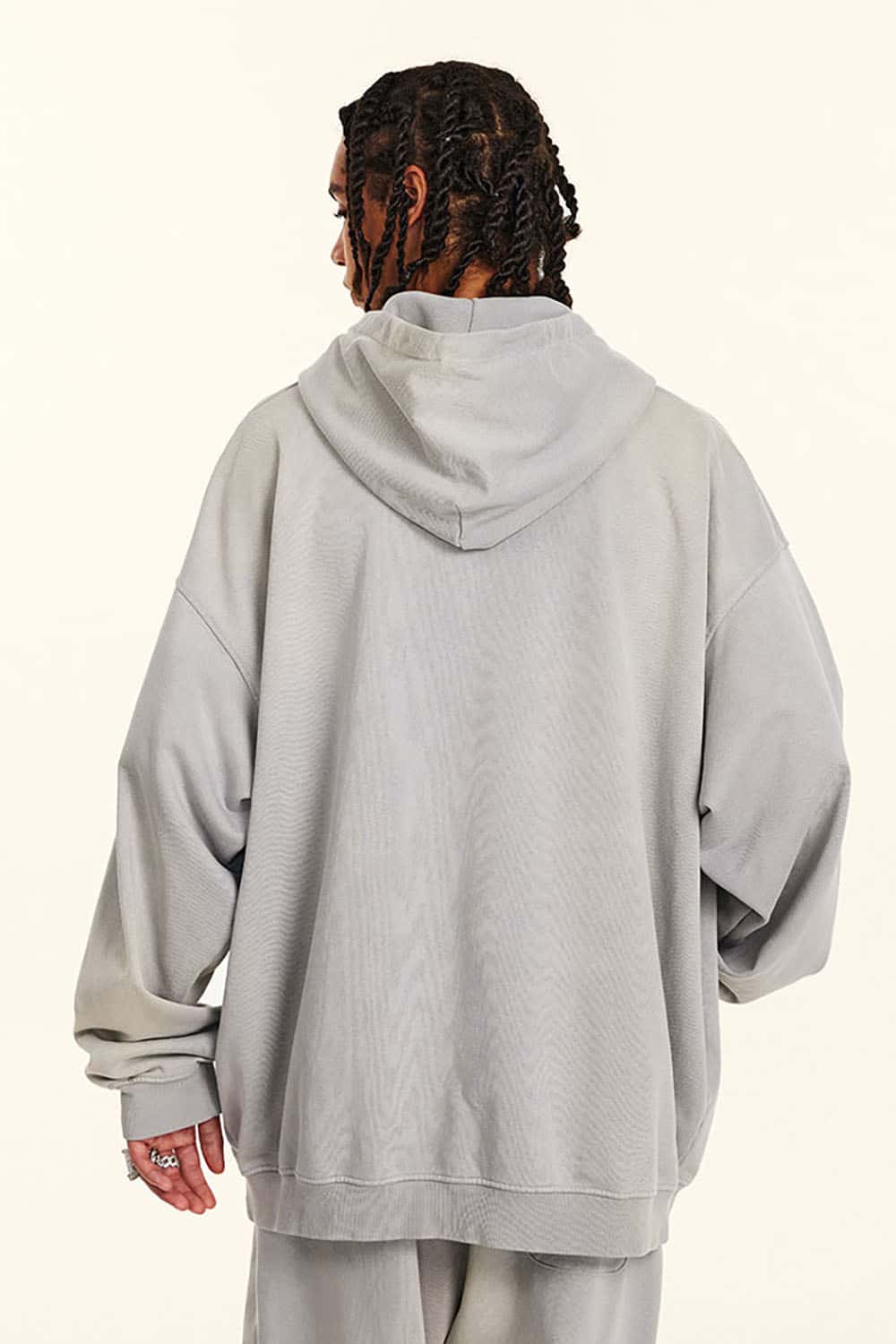 Vintage Washed Print Cross Graphic Oversized Hoodie