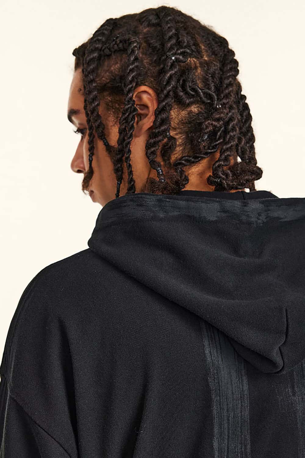 High Street Drop Shoulder Hoodie with Loose Fit and Blurred Print for Couples